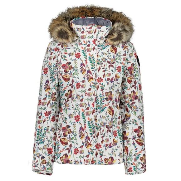 Obermeyer Womens Tuscany II Insulated Ski Jacket White Pressed Flowers Sz 8 NWT - Picture 1 of 16
